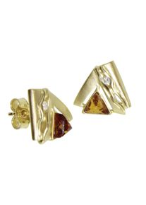 Paar Ohrstecker OSTSEE-SCHMUCK "- Benita - Gold 585/000 - Bernstein/Brillant" Gr. 13, gold (gold 585, goldfarben, gelb), Ohrringe, Damen, Gelbgold 585, Paar Ohrstecker