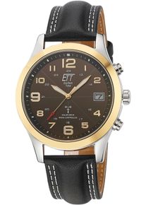 Funkuhr ETT "Gobi", schwarz (schwarz, schwarz), Armbanduhren, Herren, Funkuhr, Armbanduhr, Herrenuhr, Datum, Solar, Lederarmband
