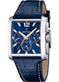 Chronograph Festina, blau, Armbanduhren, Damen, Chronograph, Armbanduhr, Quarzuhr, Herrenuhr, Stoppfunktion, Lederarmband