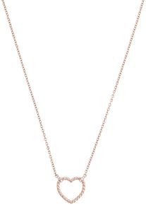 Kette mit Anh&auml;nger Amor "Herz", ros&eacute;goldfarben, wei&szlig;, Halsketten, Damen, Silber 925 (Sterlingsilber), L: 45 B: 1,4mm, Kette mit Anh&auml;nger, mit Zirkonia (synth.), B:1,4mm