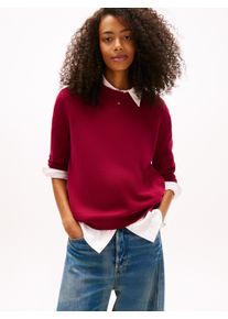 Strickpullover Tommy Jeans "TJW ESSENTIAL CREW SWEATER EXT", Damen, Gr. XS (34), lavish cerise, Feinstrick, Obermaterial: 100% Baumwolle, unifarben, regular fit normal, Rundhals, Rippstrickb&uuml;ndchen, Pullover Strickpullover