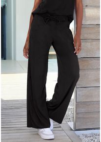 Schlupfhose French Connection, Damen, Gr. 44/46, N-Gr, schwarz, Samt, Obermaterial: 92% Polyester, 8% Elasthan, unifarben, bequem lang, Hosen Schlupfhose, aus Veloursleder-Imitat mit seitlichen Taschen, Loungewear, Topseller