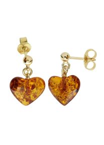 Paar Ohrh&auml;nger OSTSEE-SCHMUCK "- Herz 11 mm - Gold 333/000 - Bernstein" Gr. 20, gold (gold 333, goldfarben, gelb), Ohrringe, Damen, Gelbgold 333, Paar Ohrh&auml;nger