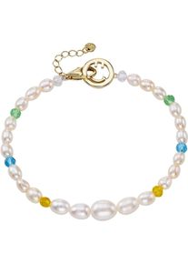 Perlenarmband Firetti "Schmuck Geschenk Silber 925 Armschmuck Armband Armkette Smiley", bunt (gelbgoldfarben, gelb, blau, gr&uuml;n, wei&szlig;, gelb, blau, gr&uuml;n, wei&szlig;), Armb&auml;nder, Damen, 19cm, Perlen Silber 925 (Sterlingsilber), Perlen, Silber 925 (Sterlingsilber), Perlenarmband, mit Glasstein - mit Perle (synth.)