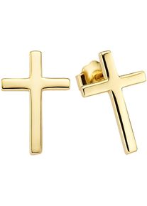 Paar Ohrstecker "Schmuck Geschenk Silber 925 Silberohrstecker Kreuz", gold (gelbgoldfarben), ANISTON JEWELRY & WATCHES, Ohrringe, Damen, Silber 925 (Sterlingsilber), Paar Ohrstecker