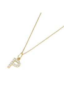 Kette mit Anh&auml;nger Luigi Merano "Kette Anh&auml;nger Buchstabe P mit Zirkonia, Gold 375", gold, Halsketten, Damen, Gelbgold 375, Kette mit Anh&auml;nger