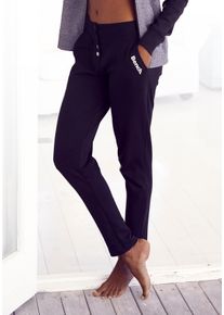 Sweathose BENCH. LOUNGEWEAR, Damen, Gr. 46, N-Gr, schwarz, Sweatware, Obermaterial: 60% Baumwolle, 40% Polyester, unifarben, Basic, bequem lang, Hosen Sweathose, mit Druckkn&ouml;pfen am Bund, Loungeanzug, Topseller
