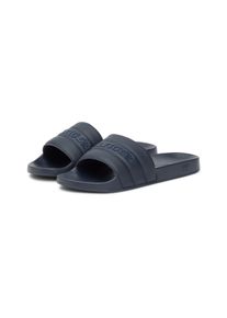 Pantolette Tommy Hilfiger "HILFIGER PAD PERF POOL SLIDE", Herren, Gr. 46, dunkelblau, Lederimitat, unifarben, Schuhe Pantolette, Sommerschuh, Badepantolette mit Logoschriftzug