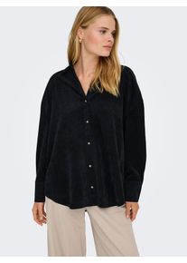 Langarmbluse Only "ONLMARIKE LIFE L/S CORD LOOSE SHIRT PNT", Damen, Gr. XS, schwarz, Web, Obermaterial: 88% Polyester, 10% Nylon, 2% Elasthan, unifarben, loose fit, Blusen Langarmbluse