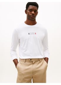 Longsleeve Tommy Hilfiger "BRAND LOVE", Herren, Gr. M, wei&szlig;, Single Jersey, Obermaterial: 100% Baumwolle, regular fit, Rundhals, B&uuml;ndchen, Shirts Longsleeve, Jersey, Rundhals, mit Logo