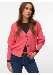V&eacute;ro Moda Strickjacke VERO MODA "VMLEA LS V-NECK CUFF CARDIGAN NOOS", Damen, Gr. XL, coral paradise, Strick, Obermaterial: 100% Polyacryl, unifarben, regular fit normal, V-Ausschnitt, Rippb&uuml;ndchen, Strickjacken Strickjacke, Rippstrick