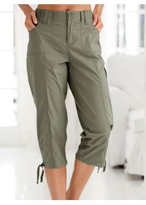 Caprihose Casual Looks, Damen, Gr. 46, Normalgr&ouml;&szlig;en, gr&uuml;n (hellkhaki), 98% Baumwolle, 2% Elasthan, unifarben, 3/4-L&auml;nge, Hosen Caprihose