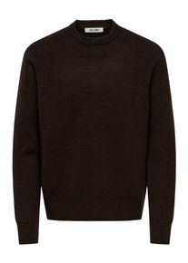 Only & Sons Rundhalspullover ONLY & SONS "ONSJAMES RLX CREW KNIT", Herren, Gr. XXL, braun (demitasse), Strick, Obermaterial: 78% Baumwolle, 16% Polyester, 3% Wolle, 3% Elasthan, unifarben, relaxed fit normal, Rundhals, B&uuml;ndchen, Pullover Rundhalspullover, Baumwollmischung, relaxed fit