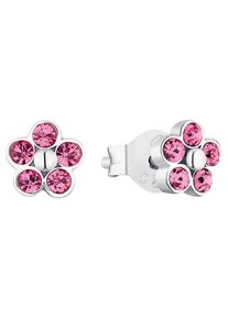 Paar Ohrstecker Amor "Flower Power", rosa (silberfarben, rosa, rosa), Ohrringe, M&auml;dchen, Silber 925 (Sterlingsilber), Paar Ohrstecker, mit Kristallglas