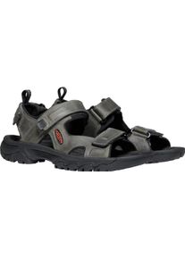 Sandale Keen "TARGHEE III OPEN TOE SANDAL", Herren, Gr. 42, grau (dunkelgrau), Leder, Textil, Schuhe Sandale, mit Klettverschluss