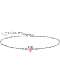 Armband Thomas Sabo "mit gro&szlig;em Herz-Anh&auml;nger" Gr. 19, bunt (silberfarben, rosa, rosa), Armb&auml;nder, Damen, 19, Silber 925 (recycelt), Armband, mit Zirkonia (synth.)