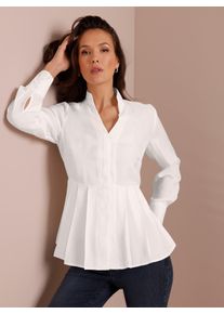 Langarmbluse CREATION L PREMIUM, Damen, Gr. 46, ecru, 70% Viskose, 30% Seide, unifarben, V-Ausschnitt, Blusen Langarmbluse