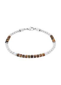 Armband Amor, edelstahlfarben, braun, braun, Armb&auml;nder, Herren, 21cm, Edelstahl, Armband, mit Tigerauge