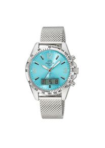 Funkchronograph MASTER TIME "Sporty", stahlgrau, hellblau, Armbanduhren, Herren, Funkchronograph, Quarzuhr, Armbanduhr, Herrenuhr, Edelstahlarmband, analog, digital