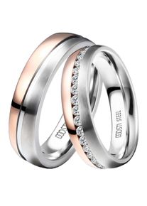 Trauring DOOSTI "Schmuck Geschenk Edelstahl Trauring Ehering Partnerring LIEBE" Gr. 62, rosa (edelstahlfarben, ros&eacute;goldfarben), Fingerringe, Damen, 62, ohne Zirkonia, Edelstahl, 6mm, Trauring, wahlweise mit oder ohne Zirkonia