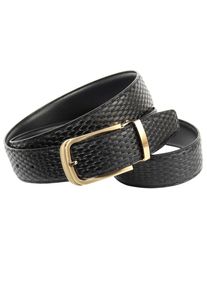 Lederg&uuml;rtel Anthoni Crown, Herren, Gr. 95, schwarz, Leder, Flechtoptik, unifarben, G&uuml;rtel Lederg&uuml;rtel, Wendeg&uuml;rtel, Flechtoptik, goldfarbene Schlie&szlig;e