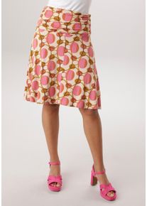 Sommerrock Aniston SELECTED, Damen, Gr. 48, beige, pink, camel, khaki, schoko, Single Jersey, Obermaterial: 95% Viskose, 5% Elasthan, bedruckt, gemustert, figurumspielend kniefrei, R&ouml;cke Sommerrock, mit seitlicher Raffung - NEUE KOLLEKTION, Topseller