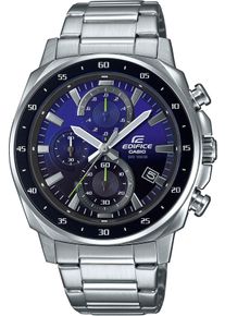 Chronograph CASIO EDIFICE, blau (silberfarben, blau), Armbanduhren, Damen, Chronograph, Quarzuhr,Armbanduhr, Herrenuhr,Edelstahlarmband,bis 10 bar wasserdicht