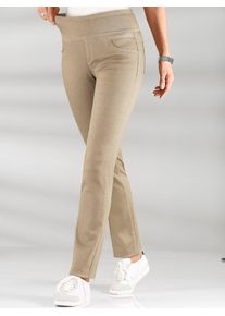 Schlupfhose Casual Looks, Damen, Gr. 46, Normalgr&ouml;&szlig;en, beige (sand), 65% Baumwolle, 33% Polyester, 2% Elasthan, unifarben, lang, Hosen Schlupfhose