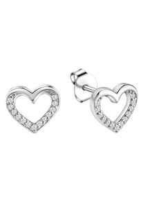 Paar Ohrstecker Firetti "Schmuck Geschenk Silber 925 Ohrschmuck Herz", silber (silberfarben, kristallwei&szlig;, kristallwei&szlig;), Ohrringe, M&auml;dchen, Silber 925 (Sterlingsilber), Paar Ohrstecker, mit Kristallstein (synth.)