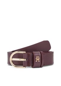 Lederg&uuml;rtel Tommy Hilfiger "ESSENTIAL EFFORTLESS 2.5 cm breit GOLD", Damen, Gr. 120, marzemino, Rindsleder, G&uuml;rtel Lederg&uuml;rtel, Logoemblem, weiche Haptik, ovale Einfachdornschlie&szlig;e