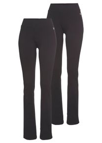 H.I.S. Leggings H.I.S, Damen, Gr. 92, K + L Gr, schwarz (schwarz, schwarz), Single Jersey, Obermaterial: 95% Baumwolle, 5% Elasthan, unifarben, schmal lang, Hosen Leggings, Bootcut‑Leggings im praktischen 2er‑Pack mit elastischem Bund, Topseller