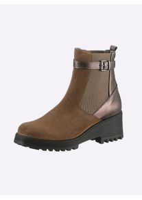 Stiefelette Heine, Damen, Gr. 41, braun (camel, taupe), Glattleder, Leder, Rindsleder, Veloursleder, Schuhe Stiefelette