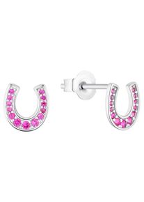 Paar Ohrstecker s.Oliver JUNIOR "Hufeisen", bunt (silberfarben, pink, pink), Ohrringe, M&auml;dchen, Silber 925 (Sterlingsilber), Paar Ohrstecker, mit Zirkonia (synth.)