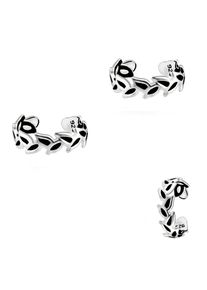 Paar Ohrklemmen Firetti "Schmuck Geschenk Silber 925 Ohrschmuck Ear Cuff", silberfarben, schwarz, Ohrringe, Damen, 10mm, Silber 925 (Sterlingsilber), Paar Ohrklemmen, Made in Germany