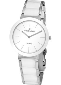 Keramikuhr Jacques Lemans "Monaco", wei&szlig; (wei&szlig;, silberfarben), Armbanduhren, Damen, Keramikuhr, Quarzuhr, Armbanduhr, Damenuhr, geh&auml;rtetes Crystexglas