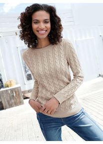 Strickpullover Casual Looks "Pullover", Damen, Gr. 36, beige (sand), 100% Baumwolle, unifarben, Pullover Strickpullover