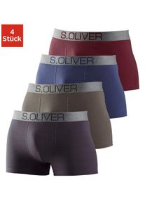 Boxer s.Oliver "Boxershorts f&uuml;r Herren", Herren, Gr. S, 4 Stk., bunt (bordeaux, marine, khaki, anthrazit), Jersey, Obermaterial: 92% Baumwolle, 8% Elasthan (LYCRA), unifarben, k&ouml;rpernah, Unterhosen Boxer, mit kontrastfarbenem Webbund, Topseller