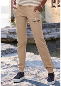 H.I.S. Sweathose H.I.S, Damen, Gr. 44/46, N-Gr, camelfarben, Sweatware, Obermaterial: 60% Baumwolle, 40% Polyester, unifarben, bequem lang, Hosen Sweathose, aus weicher Sweatware, Loungewear, Topseller