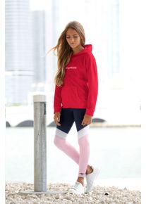 Kapuzensweatshirt Kangaroos "Hoodie mit Logoprint", M&auml;dchen, Gr. 176/182, rot, Sweatware, Obermaterial: 60% Baumwolle, 40% Polyester, bedruckt, Basic h&uuml;ftlang, B&uuml;ndchen, Sweatshirts Kapuzensweatshirt, Langarm, bedruckt, aus Sweatware mit Baumwolle, mit K&auml;ngurutasche