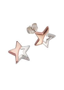 Paar Ohrstecker Firetti "Schmuck Geschenk Silber 925 Ohrschmuck Stern", rosa (silberfarben, ros&eacute;goldfarben, kristallwei&szlig;), Ohrringe, Damen, 9,7mm, Silber 925 (Sterlingsilber), Paar Ohrstecker, mit Zirkonia (synth.)
