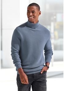 H.I.S. Rollkragenpullover H.I.S, Herren, Gr. L (52/54), blau, Strick, Obermaterial: 50% Baumwolle, 50% Polyacryl, unifarben, regular fit, Rundhals, B&uuml;ndchen, Pullover Rollkragenpullover, Strickpullover in modischer Struktur, Topseller