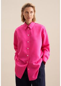 Longbluse Seidensticker "Schwarze Rose", Damen, Gr. M38, pink, 89% Viskose, 11% Polyester, gestreift, oversize, ohne Ausschnitt, Blusen Longbluse, 1/1 Kragen Streifen
