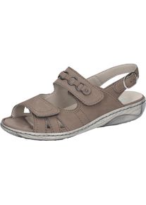 Waldl&auml;ufer Riemchensandale WALDL&Auml;UFER "GARDA", Damen, Gr. 6 (39), grau (taupe), Nubukleder, Schuhe Riemchensandale, Sommerschuh, Sandalette, Keilabsatz, mit Druckknopf, G-Weite