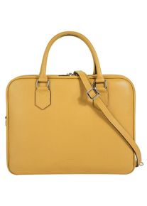 Aktentasche CLUTY, Damen, Gr. B/H/T: 35cm x 28cm x 13cm onesize, gelb, Leder, leicht gl&auml;nzend, unifarben, Taschen Aktentasche, echt Leder, Made in Italy