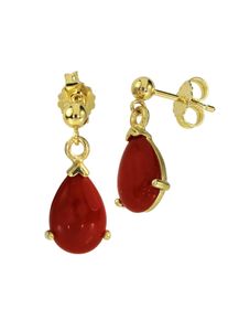 Paar Ohrh&auml;nger OSTSEE-SCHMUCK "- Meret - Silber 925/000, vergoldet - Koralle" Gr. 21, gold (goldfarben, gelb), Ohrringe, Damen, Silber 925 (Sterlingsilber), Paar Ohrh&auml;nger