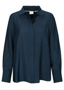 Langarmbluse THE FASHION PEOPLE, Damen, Gr. 44, marine, Obermaterial: 85% Viskose, 15% Polyamid., Blusen Langarmbluse