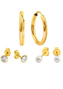 Paar Creolen Lady, gold (gelbgold 585), Ohrringe, Damen, Diamanten, Paar Creolen