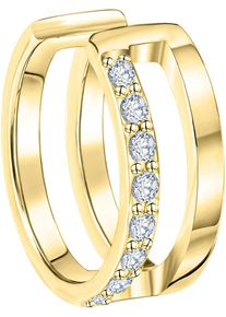 Ohrklemme Firetti "Schmuck Geschenk, Ohrring, Silber 925", gold (gelbgoldfarben, kristallwei&szlig;, kristallwei&szlig;), Ohrringe, Damen, 10,5mm, Silber 925 (Sterlingsilber), Ohrklemme, mit Zirkonia (synth.)