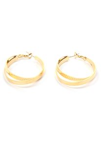 Paar Creolen Firetti "Ohrschmuck 2-reihig", gold (gelbgoldfarben), Ohrringe, Damen, 35mm, Metall, Paar Creolen