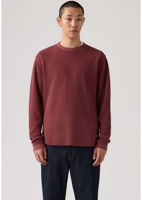 Levi's Langarmshirt LEVI'S, Herren, Gr. L, garment dye oxblood rot, Feinripp, Obermaterial: 100% Baumwolle, loose fit normal, Rundhals, B&uuml;ndchen, Shirts Langarmshirt, Waffelstruktur